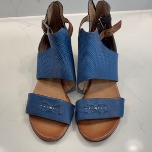 Miz Mooz Blue Leather Open-Toe Sandals